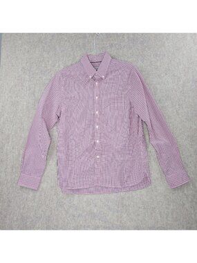 J.S.A. Bank 1905 Mens Long Sleeve Button-Down Shirt L Red & Blue Checkered